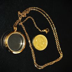 Κρεμαστό μενταγιόν κολιέ Edward Εδουάρδος Λίρα Αγγλίας επίχρυση 24Κ αλυσίδα-thumb-3