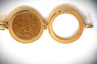 Λίρα Αγγλίας 1887 Βικτωρία δίλιρο επίχρυση σε θήκη, για κολιέ κρεμαστό μενταγιόν 22Κ επίχρυσο-thumb-10