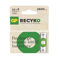 GP ΕΠΑΝΑΦΟΡΤΙΖΟΜΕΝΕΣ ΜΠΑΤΑΡΙΕΣ AA/R6 2600mAh Ni-Mh RECYKO READY TO USE 1.2V 4/BLISTER