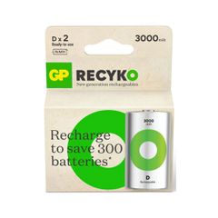 GP ΕΠΑΝΑΦΟΡΤΙΖΟΜΕΝΕΣ ΜΠΑΤΑΡΙΕΣ R20 / D 3000mAh Ni-Mh RECYKO READY TO USE 1.2V 2/BLISTER