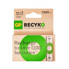 GP ΕΠΑΝΑΦΟΡΤΙΖΟΜΕΝΕΣ ΜΠΑΤΑΡΙΕΣ AA/R6 1300mAh Ni-Mh RECYKO READY TO USE 1.2V 2/BLISTER