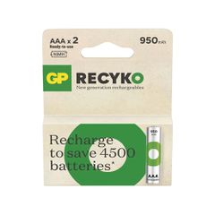 GP ΕΠΑΝΑΦΟΡΤΙΖΟΜΕΝΕΣ ΜΠΑΤΑΡΙΕΣ AAA/R03 950mAh Ni-Mh RECYKO READY TO USE 1.2V 2/BLISTER