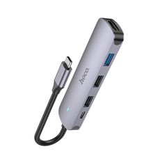 Hub USB-C Hoco HB27 HDMI+PD60W+USB3.0+2xUSB2.0 60W 20V/3A Γκρι 13cm