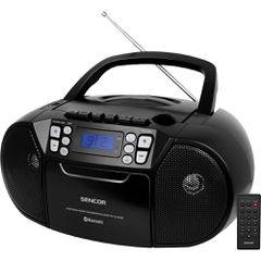 ΡαδιοCD Boombox Κασετόφωνο Sencor SPT 3907B 4W με Bluetooth v5.0 CD USB 3.5mm και LCD Οθόνη Μαύρο