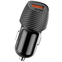 Φορτιστής Αυτοκινήτου Ancus Pulse D62 Dual USB-C PD 20W και USB QC 3.0A 18W Μαύρο