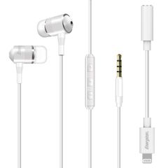 Hands Free Energizer UIL35WH2 Metal Stereo 3.5 mm με Αντάπτορα Lightning Apple Certified MFi σε 3.5 mm και Πλήκτρα Λειτουργίας 1.2m Λευκό
