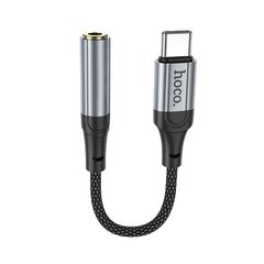 Αντάπτορας Hoco LS36 Fresh USB-C to 3.5mm Hi-Fi Braided 12cm Μαύρο Συμβατός με όλες τις Συσκευές