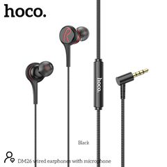 Hands Free Hoco. DM26 Earphones Stereo 3.5mm Ανάγλυφο Καλώδιο με Elbow Design 1.2m Μαύρα