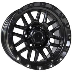 REPLICA BLACK RHINO STYLE 148 4X4 WHEELS 16X8.0 6X139.7 ET0 MATTE BLACK SILVER RIVETS