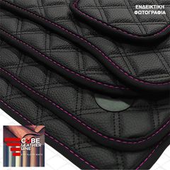 BMW E83 X3 2003-2010 ΠΑΤΑΚΙΑ ΤΕΧΝΟΔΕΡΜΑ CUBE ΜΑΥΡΟ ΜΕ ΡΟΖ ΡΑΦΗ ΠΕΡΙΜΜΕΤΡΙΚΑ -  ΡΟΖ ΚΕΝΤΗΜΑ X2 ΣΕΤ 4ΤΜΧ