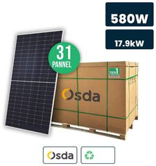 V-TAC 18kW παλέτα με 31 ηλιακά φωτοβολταϊκά πλαίσια 580W OSDA Solar TIER-1, μονοκρυσταλλικό N-Type - SKU 1229531 / ODA580-36V-MH