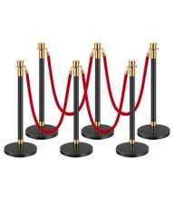 VEVOR 6 τμχ Stanchion Post με 4 Red Velvet Σχοινιά & Sand Injection Hollow Base