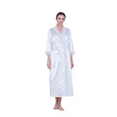 Milena Γυναικεία Ρόμπα Σατέν Maxi Με Λεπτομέρειες Απο Δαντέλα