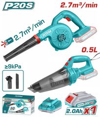 Φυσητήρας + Σκουπάκι Μπαταρίας TOTAL Σετ Li-ion 20V με 1 Μπαταρία 2Ah ( TOSLI240998E )