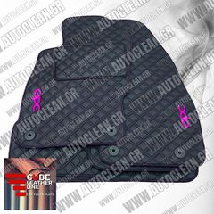 OPEL CORSA D & E 2006-2019 ΠΑΤΑΚΙΑ ΤΕΧΝΟΔΕΡΜΑ CUBE ΜΑΥΡΟ ΜΕ ΡΟΖ ΡΑΦΗ ΠΕΡΙΜΜΕΤΡΙΚΑ - ΡΟΖ ΚΕΝΤΗΜΑ OPC ΣΕΤ 4ΤΜΧ