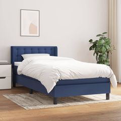 Κρεβάτι Boxspring με Στρώμα Μπλε 90x200 εκ.Υφασμάτινο 3130007