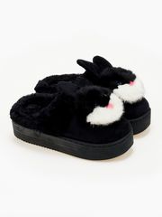 Παντόφλες λαγουδάκια - Μαύρο