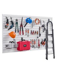 VEVOR 8 x 4 ft Επένδυση τοίχου από PVC Λευκή πλάκα γκαράζ με αξεσουάρ