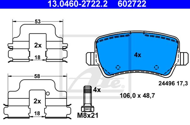 Ate Σετ τακάκια, Δισκόφρενα - 13.0460-2722.2