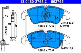 Ate Σετ τακάκια, Δισκόφρενα - 13.0460-2765.2