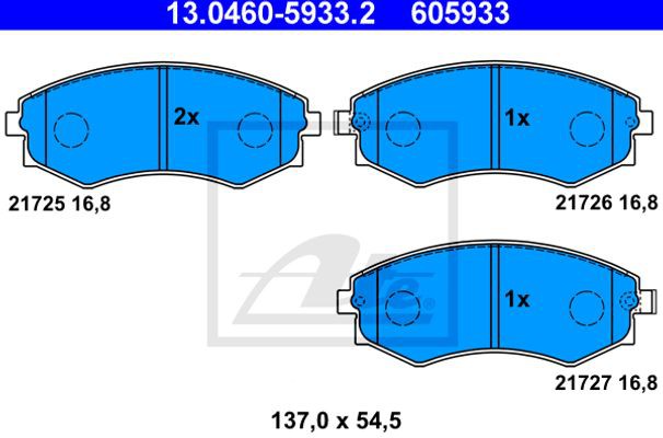 Ate Σετ τακάκια, Δισκόφρενα - 13.0460-5933.2