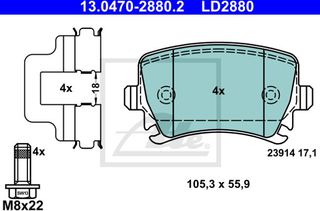 Ate Σετ τακάκια, Δισκόφρενα - 13.0470-2880.2