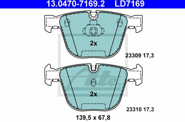 Ate Σετ τακάκια, Δισκόφρενα - 13.0470-7169.2
