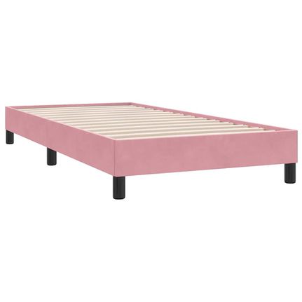 vidaXL Box Spring κρεβάτι με στρώμα ροζ 90x210 εκ. Βελούδινο-thumb-4