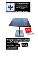 ΤΡΑΠΕΖΙΑ 70Χ70 ΕΠΓΓ/ΚΑ ΜΕΤΑΧ/ΝΑ INOX ΒΑΣΗ +ΞΥΛΙΝΟ ΚΑΠΑΚΙ ΚΟΜΒΟΣ ΓΑΛΑΝΗ ΕΞΟΠΛΙΣΜΟΙ ΚΑΤΑΣΤΗΜΑΤΩΝ