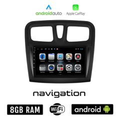 DACIA SANDERO (2012 - 2019) Android οθόνη αυτοκίνητου 8GB + 128GB με GPS WI-FI (ηχοσύστημα αφής 9" ιντσών OEM Android Auto Apple Carplay Youtube Playstore MP3 USB Radio Bluetooth Mirrorlink εργοστασια