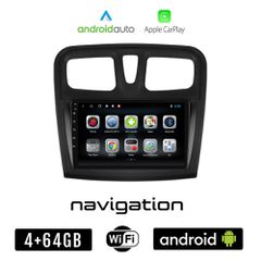 DACIA SANDERO (2012 - 2019) Android οθόνη αυτοκίνητου 4GB + 64GB με GPS WI-FI (ηχοσύστημα αφής 9" ιντσών OEM Android Auto Apple Carplay Youtube Playstore MP3 USB Radio Bluetooth Mirrorlink εργοστασιακ