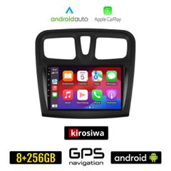 KIROSIWA DACIA SANDERO (2012 - 2019) Android οθόνη αυτοκίνητου 8GB + 256GB με GPS WI-FI (ηχοσύστημα αφής 9" ιντσών OEM Android Auto Apple Carplay Youtube Playstore MP3 USB Radio Bluetooth Mirrorlink ε