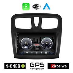 KIROSIWA 4+64GB DACIA LOGAN (2012 - 2019) Android οθόνη αυτοκίνητου 4GB με GPS WI-FI (ηχοσύστημα αφής 9" ιντσών Youtube Playstore MP3 USB Radio Bluetooth Mirrorlink 4x60W Apple Carplay Android Auto)