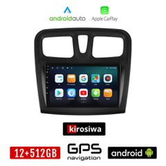 KIROSIWA DACIA LOGAN (2012 - 2019) Android οθόνη αυτοκίνητου 12GB + 512GB με GPS WI-FI (ηχοσύστημα αφής 9" ιντσών Android Auto Apple Carplay Youtube Playstore MP3 USB Radio Bluetooth Mirrorlink εργοστ