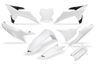 ΚΙΤ ΠΛΑΣΤΙΚΩΝ KTM SX 125/150/250, SX-F 250/350/450 2025-2026 ΑΣΠΡΟ ΜΕ ΚΑΛΑΜΙΔΕΣ MX KIT KTKIT532F@001 | UFO