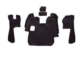 Σετ Πατάκια - Πεθαμένο από Δερματίνη για Scania R 2004-2009 - Χειροκίνητο - Μαύρο με Κόκκινες Ραφές