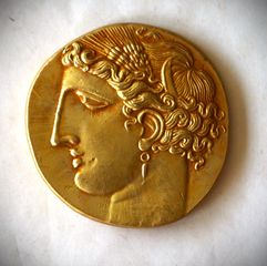 Χρυσό νόμισμα Ελληνική Καρχηδόνα 4cm 31γρ.  Αντίγραφο Ποιότητας Μουσείου, 8ος αιώνας π.Χ Πήγασος 24Κ 3macro επίχρυσο-thumb-5