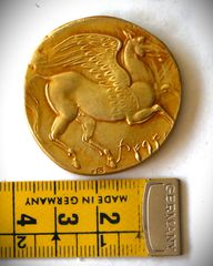 Χρυσό νόμισμα Ελληνική Καρχηδόνα 4cm 31γρ.  Αντίγραφο Ποιότητας Μουσείου, 8ος αιώνας π.Χ Πήγασος 24Κ 3macro επίχρυσο-thumb-6