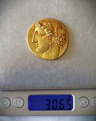 Χρυσό νόμισμα Ελληνική Καρχηδόνα 4cm 31γρ.  Αντίγραφο Ποιότητας Μουσείου, 8ος αιώνας π.Χ Πήγασος 24Κ 3macro επίχρυσο-thumb-7