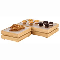 Oυδέτερο Display παρουσίασης GN1/1 από οικολογικό Bamboo και Plexi Frost 32,5x53x12cm για ορεκτικά και επιδόρπια της σειράς Crate