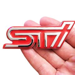 Σήμα Έμβλημα Αυτοκόλλητo Χρωμίου 3D ''STI'' 9cm x 4cm 1 Τεμάχιο