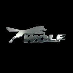 Σήμα Έμβλημα Αυτοκόλλητo Χρωμίου 3D WOLF 14cm x 4.5cm 1 Τεμάχιο