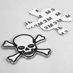 Σήμα Έμβλημα Αυτοκόλλητo Χρωμίου 3D ''SKULL'' 7.3cm x 6cm 1 Τεμάχιο