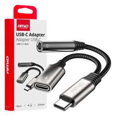 ΚΑΛΩΔΙΟ ΦΟΡΤΙΣΗΣ USB ΑΠΟ USB-C ΣΕ USB-C & ΑΝΤΑΠΤΟΡΑΣ ΑΚΟΥΣΤΙΚΩΝ MINI JACK 3.5mm ΘΗΛΥΚΟ 10cm AMIO - 1 Τεμ.