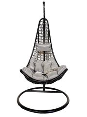 Heinner DSAN004 Κούνια Φωλιά με Βάση Rattan Μ80xΠ1020xΥ124/195cm, Μαύρο / Γκρι