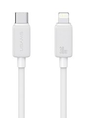 USAMS καλώδιο Lightning σε USB-C US-SJ692, 30W, 480Mbps, 1m, λευκό