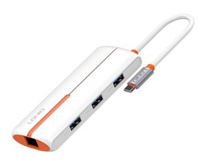 LDNIO docking station DS-26U, 6 θυρών, USB-C σύνδεση, 4K, 100W PD, λευκό