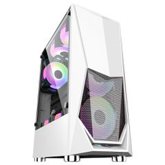1STPLAYER DK-3 Gaming Midi Tower Κουτί Υπολογιστή με Πλαϊνό Παράθυρο και RGB Φωτισμό Λευκό