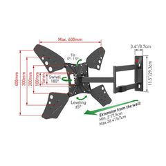 Barkan 3400L.B Βάση Τηλεόρασης Τοίχου 13" - 83" με Βραχίονα και Κλίση