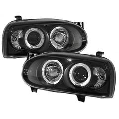 Carro 254903 Μπροστινά Φανάρια Set Για Vw Golf III (3) 92-98 Angel Eyes & Led Μαύρα H1/H1